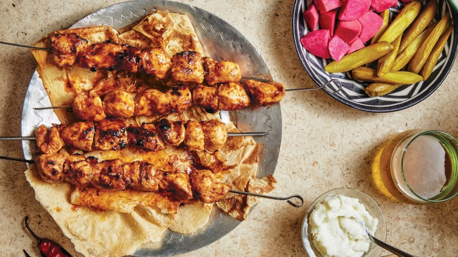 Grilled Chicken Skewers with Toum (Shish&nbsp;Taouk)
